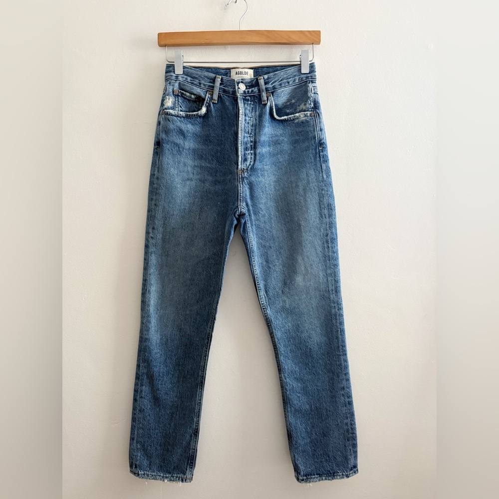 AGOLDE Size 24 Riley Denim Jeans, High Rise, Straight Leg